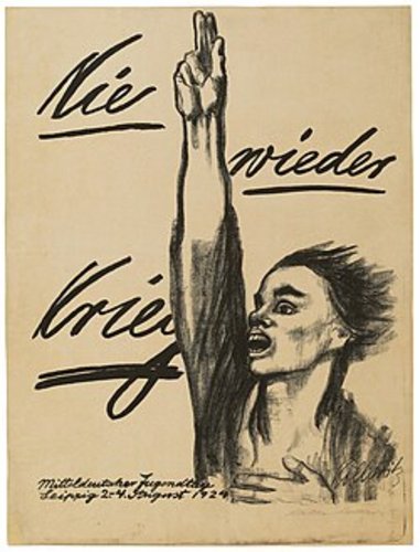Nie wieder Krieg, Plakat für den Mitteldeutschen Jugendtag 1924, Kreide- und Pinsellithographie (Umdruck) von Käthe Kollwitz