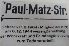 Paul Matz - Straßenschild in Karl-Marx-Stadt/Chemnitz